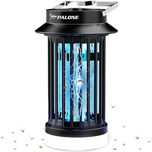 PALONE Insektenvernichter Elektrischer mit LED-Lampe, 3 in 1 Tragbarkeit USB-C Insektenvernichter, UV DC Elektrisch Mückenlampe, Praktische Geschenke für den Garten, Camping und Picknicks im Freien