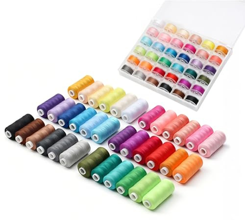 SUNSMAI Nähgarn Set 36 Farben, Reißfester Zwirn Allesnäher für Nähmaschine, inkl. Spulenbox mit Unterfaden, Nähmaschinengarn aus Polyester