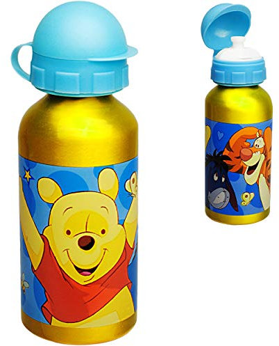 alles-meine.de GmbH Trinkflasche/Sportflasche - - Pooh Bär - auslaufsicher - Alutrinkflasche - 400 ml - aus Aluminium - für Kinder - Aluflasche 0,4 Liter/Flasche Jungen M..