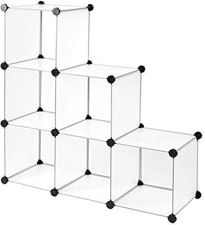 tavora Steckregal aus Transparentem Kunststoff, mit 6 Fächern á 30x30 cm | Modulares Kunststoffregal mit Würfelfächern für z.B. Schuhe, Kleidung oder Boxen, flexibel kombinierbar & leicht zu reinigen