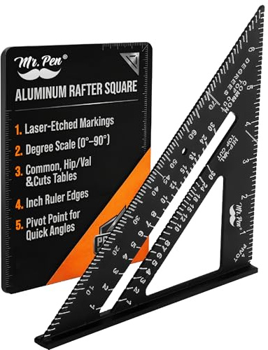 Mr. Pen Aluminum 7 Inch Triangle Square, Die-Cast Aluminum Alloy Construction, Carpentry Square Tool