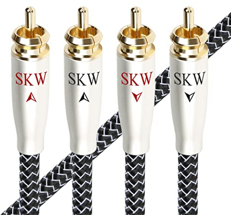 SKW High End Cinch Audio Kabel, Kupfer und Silberlitzendrähte 2 x Cinch zu 2 x Cinch Kabel/RCA Kabel kompatibel für CD, Verstärker, Decoder - 1.5M