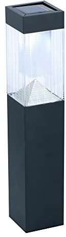 grundig Set di 3 lampade a energia solare a LED, in acciaio inox, 6,5 x 35,5 cm/con picchetto H 53 cm – illuminazione solare per vialetti, decorazione da giardino