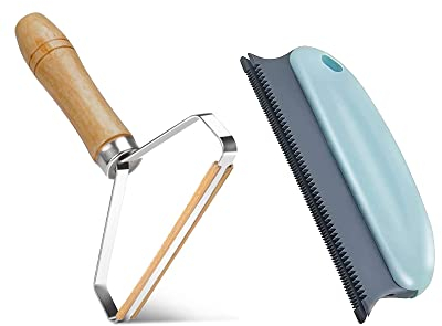 Pro Lint Remover- Carpet Scraper Tool- Reusable Pet Hair Remover, Metal Lint Roller for Cleaning Pet Hair on Clothes,Rugs,Pet Bed,Sofa,Blue Carpet Brush for Car,Shaggy Plush Rugs,Delicate Sofa,Blanket