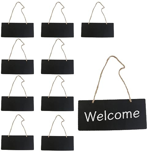 Ncheli 10 st mini blackboard, mini svarta tavlor krita rektangel trätavla etiketter för meddelande bräda blommor tecken
