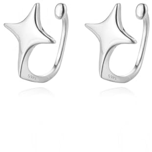 Reffeer Stern-Manschetten-Ohrringe aus massivem 925er-Sterlingsilber, Knorpelwickel, für Damen und Mädchen, Stern-Clip-Ohrringe, kein Piercing