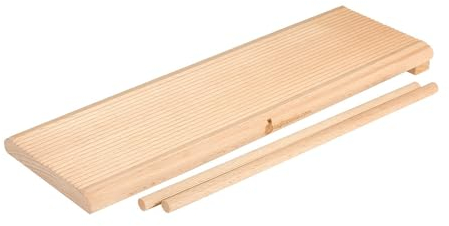 Regañazos de madera o tabla de cortar fila gárgolas y albóndigas con pestillo y dos pequeños palillos - 12x37 cm