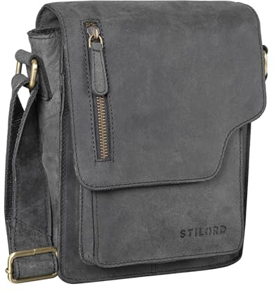 STILORD Pete Umhängetasche Leder klein Männer Schultertasche Vintage Messenger Bag Herren 8,4 Zoll Tablettasche echtes Leder Farbe:Sattel - braun