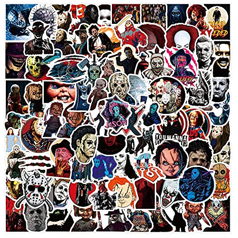 Adesivi per personaggi thriller film horror 100 pezzi, adesivi per laptop Adesivi bomba in vinile pacchetto per bagagli auto Skateboard decalcomania moto per adolescenti Adulti