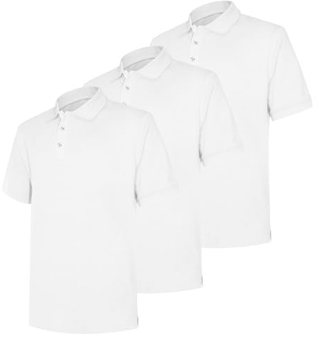 LiKing 3er Pack Polo Camisa Hombre Ocio Cómodo Polos Hombre Manga Corta Humedad Ropa Deportiva Hombre Golf Polo Shirt Hombre Manga Corta Deporte Ocio Camiseta Blanco Talla XL