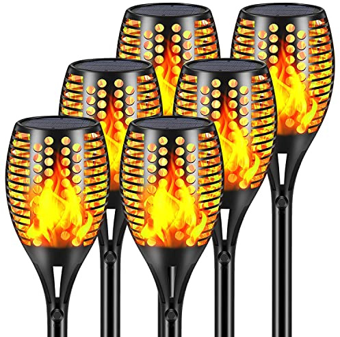 Aityvert Upgraded Larger Solar Torch Lights, Waterproof Outdoor Dancing Flames Light, Flickering Flames Garden Light, Landscape Decoration Pathway Patio Lights 43 96 LED (6 Pack)