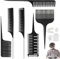 6 Tamaños Peine Mechas Kit Pettine Balayage Set Mechas Comb Pelo Peines De Peluqueria Profesional Antiestático Herramienta De Peinado Para Peluquería, Tejer, Corte, Mechas Ombré Hombres Mujeres Negro