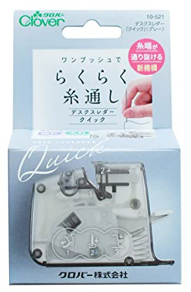 Clover CL10-521 Desk Threader [Quick] Needles 0.02-0.03 inches (0.46-0.89 mm), Gray