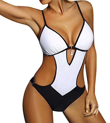 Damen Badeanzug Einteilege Wickel Push Up Bademode Figurformend Bauchweg Bikini Große Größe Cut Out Einteilige Strandmode Swimsuit