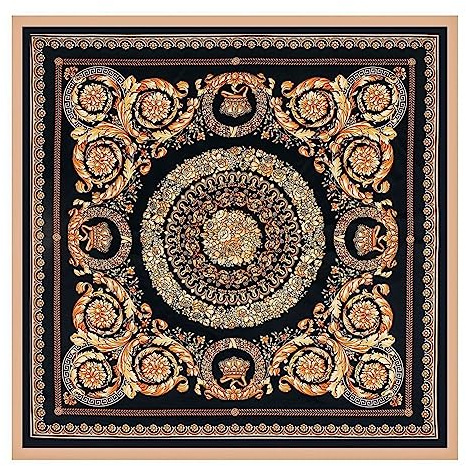 Yurosiay Damen Seidentuch 90x90cm Vintage Bedrucktes Halstuch Barockstil Satin Schal Damen Quadrate Faux Seidenschal Elegant Satin Kopftuch Bandana Halstuch Halstücher für Frauen Rot