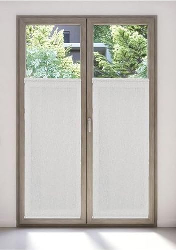 mauro Paire de Vitrages Droits Passe Tringle, Rideau Brise bise - Hauteur 60/90/120/160/180/200 - Tissu Blanc Effet Lin - 45x180 cm