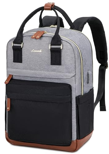 LOVEVOOK Zaino Porta PC Donna, 15.6 Pollici Zaino da Viaggio Scuola Università Grande, Impermeabile Zaino Lavoro Ufficio Antifurto Elegante, Computer Laptop Travel Backpack Waterproof Grigio