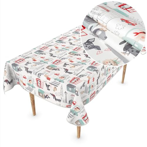 ANRO Wachstuch Tischdecke abwaschbar Wachstischdecke Plastik-Tischdecke Meterware eckig rund oval Kinder Geburtstag Grau 90x130cm