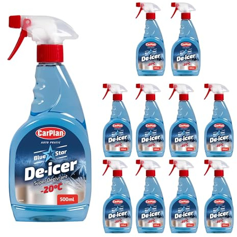 CarPlan Blue Star Trigger De-Icer 500 ml – Fast-Acting Ice & Frost Remover for Car Windows, Works in Extreme Cold (Pack of 12)