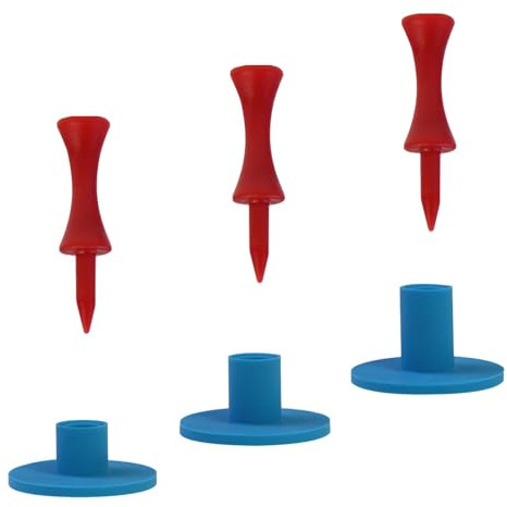 Ronyme 3-teiliger Golf-Tee-Halter, Golf-Zubehör, 20 mm, 25 mm, 30 mm, tragbar, für den Innen- und Außenbereich, Golfübungen für Driving Range, Schlagmatten, Rot