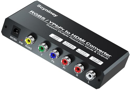 RGBS - Convertitore scaler da componente a HDMI, Scyniney RGBS YPbPr a HDMI con funzione di ridimensionamento, compatibile con ingresso 240P per PS1/PS One/PS2/NGC/Wii/DVD/VHS/VCR