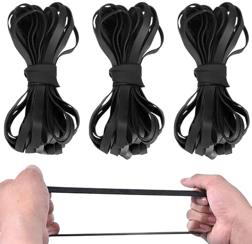 Bande di gomma grandi, 60 pezzi grandi elastiche spesse e resistenti,adatto per la casa o l'organizzazione di file in ufficio, casa, forniture scolastiche, riutilizzabile(180mm x 10 mm Nero)