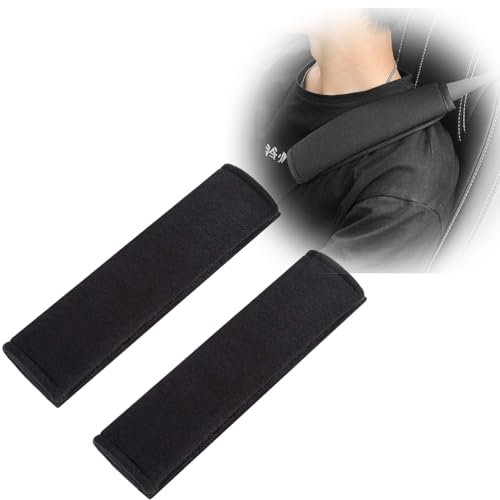 Voiture Protège Ceinture de Sécurité Coussin, Coussin Ceinture de Sécurité Amovible pour Adultes et Enfants Protéger Cou/Epaules (Noir 2pcs)
