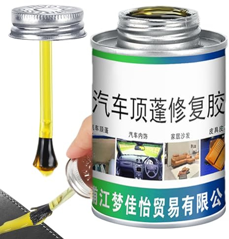 Duroecsain Colle pour de toit de voiture, 100 ml, colle pour tissu de toit de voiture, avec pinceau, colle pour réparation intérieure de voiture, de voiture, canapés, cuir synthétique