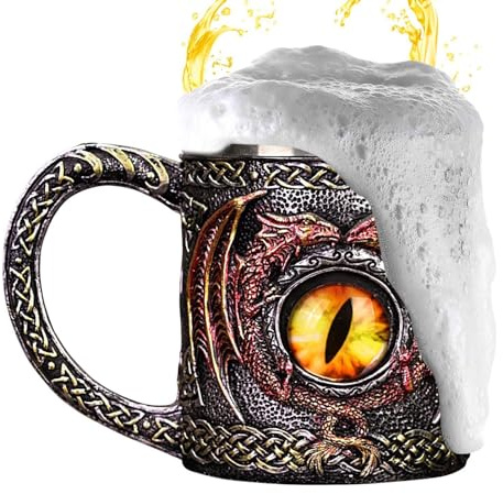 Tasse à café dragon, chope à bière médiévale | Chope à bière médiévale - Tasses pour hommes nordiques et celtiques 'oeil de dragon, chopes de bière médiévales pour les collectionneurs d'amateurs de