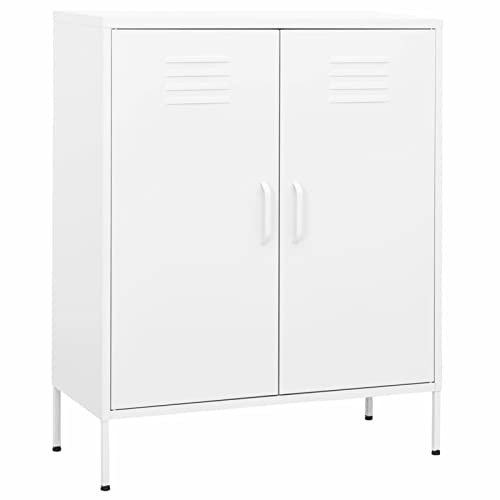 Keyroto Lagerschrank Metallspind Spind Schrank Mehrzweckschrank Spind Metall Stahl Weiß 80x35x101,5 cm