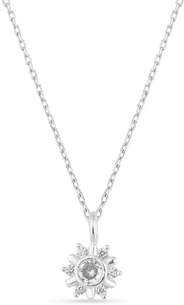 Einzelstück® Halskette mit Mini Sonnen Anhänger I 925 Sterling Silberkette Sonne I 14K Gold I Roségold vergoldet I Silberkette Minimal Sun mit Zirkonia Steinen I Echtschmuck