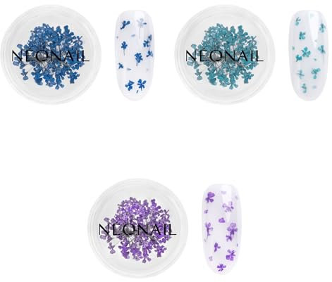 NEONAIL Conjunto de Adornos Para Uñas - Flores Secas - Kit Uñas Acrilicas - Decoracion - Manicura - Nail Art - Decoración Adornos de Uñas - 3 colores - Navy, Violet, Turquoise