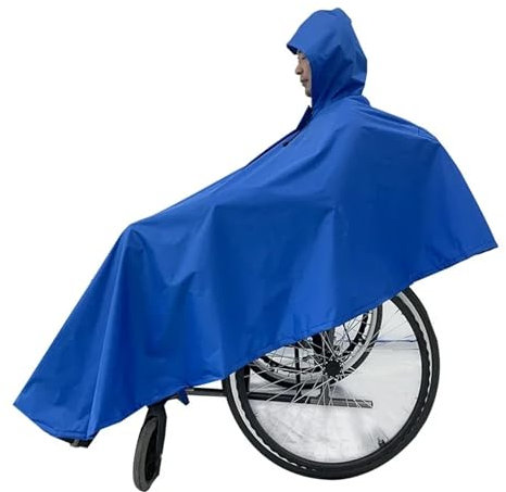 JMORCO Rollstuhl Regenponcho Rollstuhl-Regenmantel for Erwachsene, verdickt, verlängert, Polyester, wasserdicht, reflektierender Sicherheits-Poncho, behindertengerechter Auto-Poncho(Black)