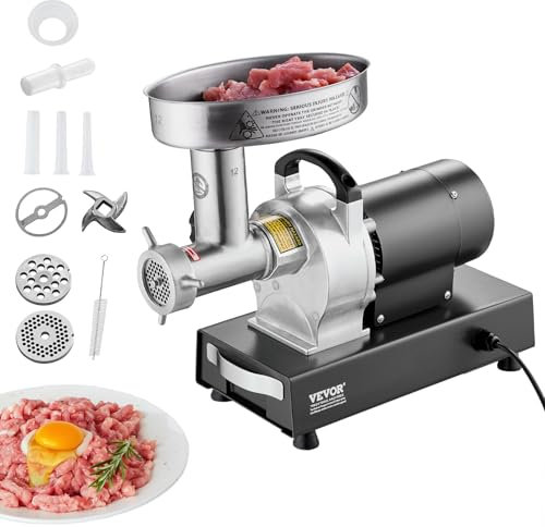 VEVOR Tritacarne Elettrico, Capacità 4,08 kg/min Tritacarne Industriale da Banco con Lama, Piastra di Macinazione, Macchina per Salsicce, Tritacarne Commerciale in Acciaio Inossidabile per Cucina