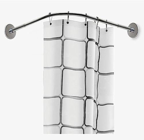 Duschvorhangstange Verstellbare L Form, 304 Edelstahl Duschstange für Ecke Dehnbar,Winkelduschstange für Badewannen Bohren Oder Ohne Bohren(Size:90-130 * 90-130cm,Color:Sliver)