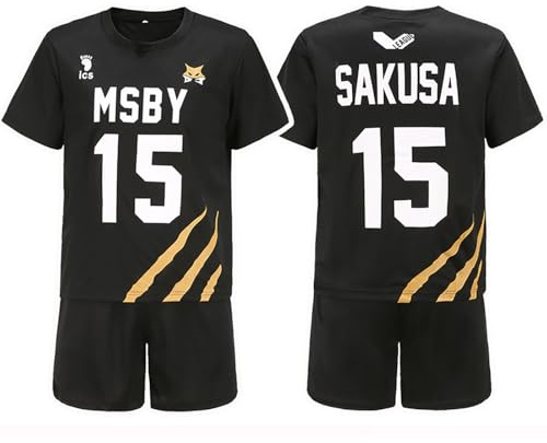 bi bi hou Anime Haikyuu Cosplay Kostüm Msby Trikot Set T-Shirt und Shorts Haikyuu Verkleidung Sakusa Kiyoomi Volleyball Club Uniform Jersey Weihnachten Halloween Karneval Party Sport Kostüm