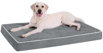 KSIIA Orthopädisches Hundebett Grosse Hunde, Dunkelgrau, 111x81x9cm | Hundekissen aus gewirbeltem kurzplüsch, hundematte waschbar, hundematratze abnehmbar