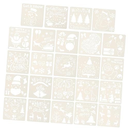 STOBOK 24stücke Weihnachtsmalkarten Schablonen Aus Wiederverwendbar Für Malen Stempeln Papierschneiden Karten Wände Und Leinwände