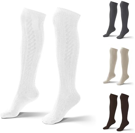 Atforna Herren und Damen Lange Trachtensocken Knielang Trachtenstrümpfe Aus Baumwolle für Oktoberfest und andere Feierlichkeiten, 1er Pack, Größe 35 bis 50