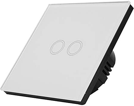 MITINGER Interruptor Tactil,Interruptor de Luz Táctil Interruptor de la luz de la Pared del Interruptor táctil de Cristal 1/2/3 Gang AC 110-220(Touch White 2 Gang)