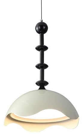 Lámpara de techo sencilla en color crema, con pantalla de acrílico blanco lechoso, luminaria de techo suspendida, para dormitorio, comedor, isla de cocina.