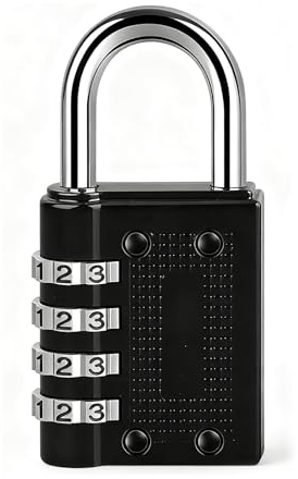 UZYXC Lucchetto a Combinazione 4 Cifre Metallico Nero, Lucchetto con Codice Regolabile per Armadietto, Porta, Valigia e Borsa, Senza Chiave e Impermeabile