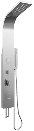 Pannello Doccia 113x14cm in Acciaio Cromato a 3 Funzioni con Doccino e Flessibile mod. Jog