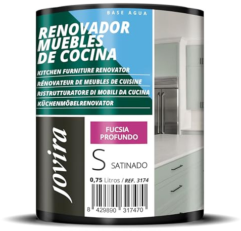 JOVIRA PINTURAS Pintura renovadora para Muebles de Cocina, acabado satinado al agua. Especial para renovar muebles de cocina, puertas, baños, etc. (750 ml, Fucsia Profundo) T