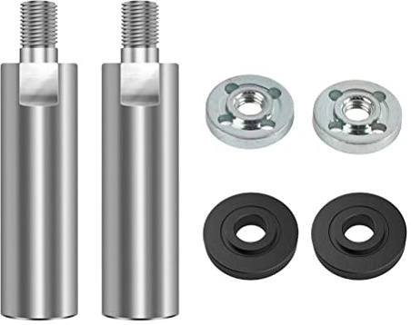 Acouto 45 Steel Angle Grinder Extension Connecting Rod Multipurpose Threadc Polisher Extension Shaft with Flange Lock Nut, Extender Lengthen Rod, Easy to Install, Wide Applications (2pcs)