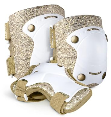 Cariboo Protecciones Patines Niños Equipo De Protección para Bicicleta Patinete 3 Pcs M Oro Ballerina