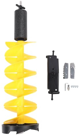 MSDFNSDOL Kit trivella elettrica Invernale, trivella per Ghiaccio elettrica con Punta da Trapano a Spirale Galleggiante in Nylon di Posizionamento, Diametro di Rotazione di 8 Pollici per