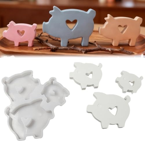 Feluxor Silikonform Gießformen Schwein 3 Stück Glücksschwein zum Gießen Silikonform für DIY Glücksbringer, Deko zu Silvester, Geburtstag & Geschenkideen Bastelarbeiten, Seife