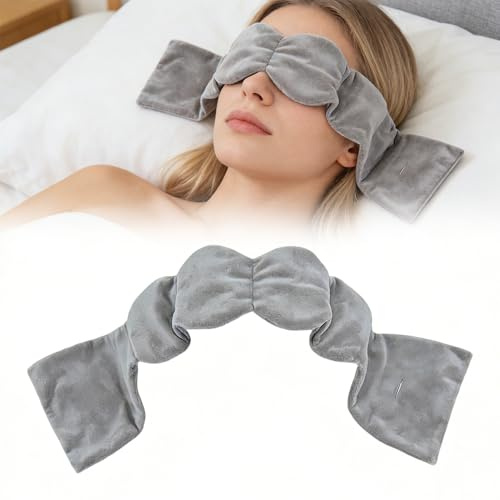 Schlafmaske Gewicht, Deep Rest Schlafmaskes mit Gewichtsperlen & Baumwolle, Lichtblockierung Augenbinde aus Ultraweicher Stoff, Augenmaske Schlafmaske für Reisen Pause Meditation (Grau)