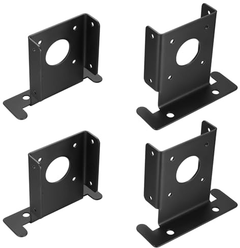 ANBEEISS 4 Pièces Support Poteau Bois Réglable, 90x90 mm, Noir